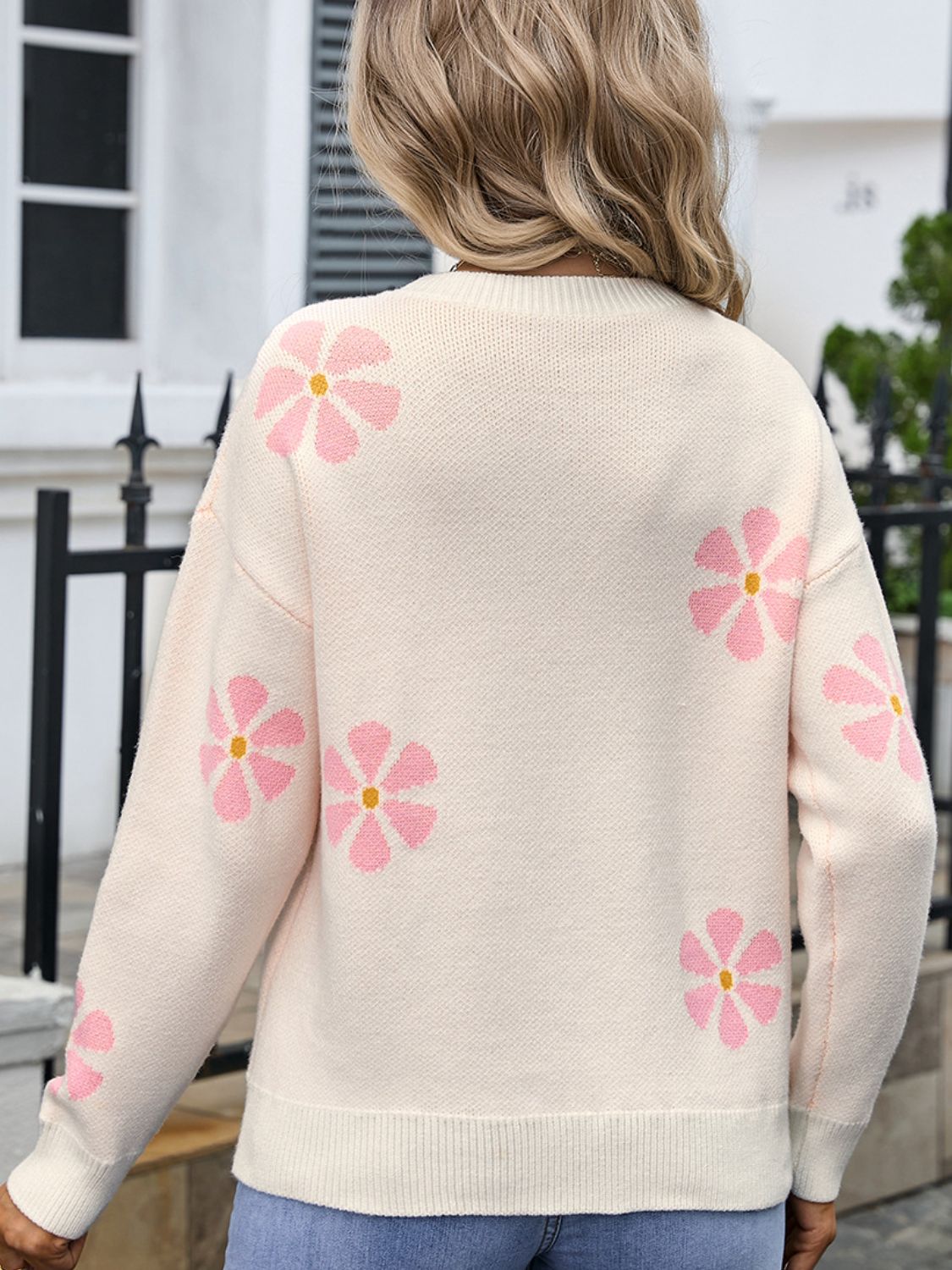 Apricot Angel Wings Round Neck Long Sleeve Sweater