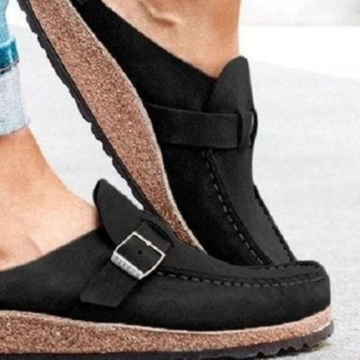 Round Toe Low Heel Buckle Sneakers - Leahs' Gems