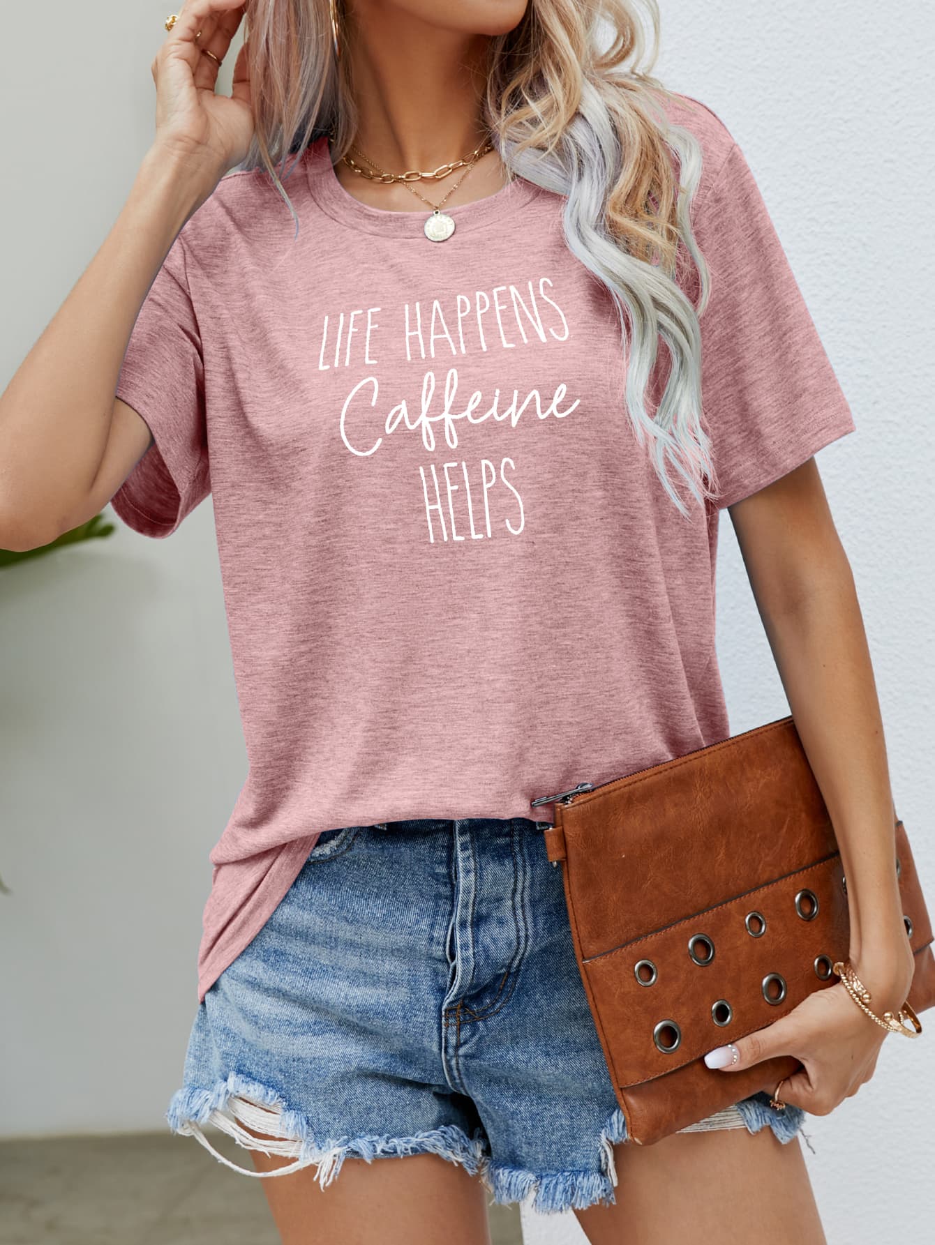 LIFE HAPPENS CAFFEINE HELPS Graphic Tee - Leahs' Gems