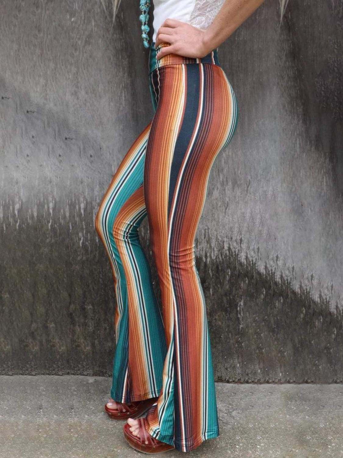 High Waist Striped Bootcut Pants - Leahs' Gems