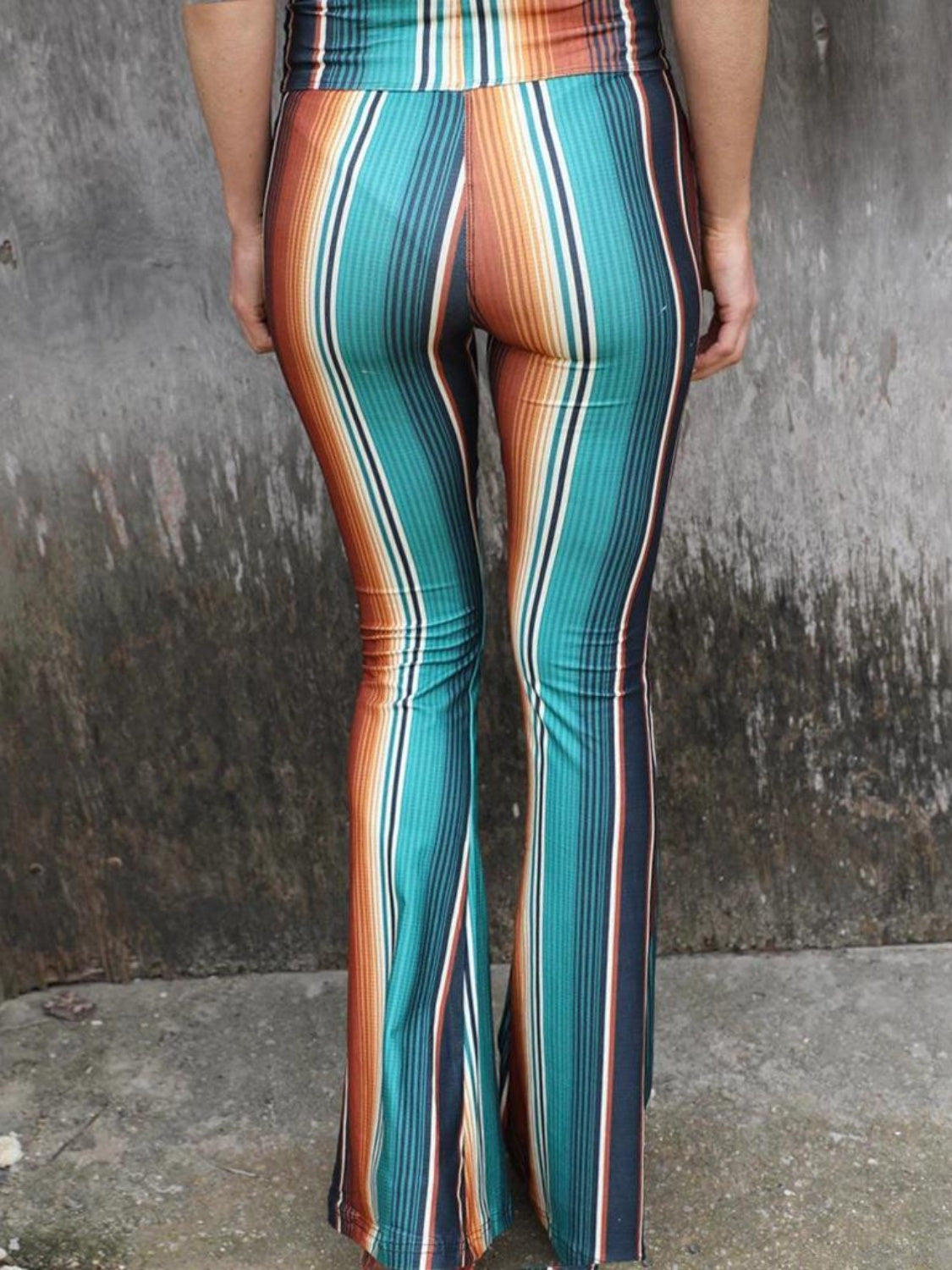 High Waist Striped Bootcut Pants - Leahs' Gems