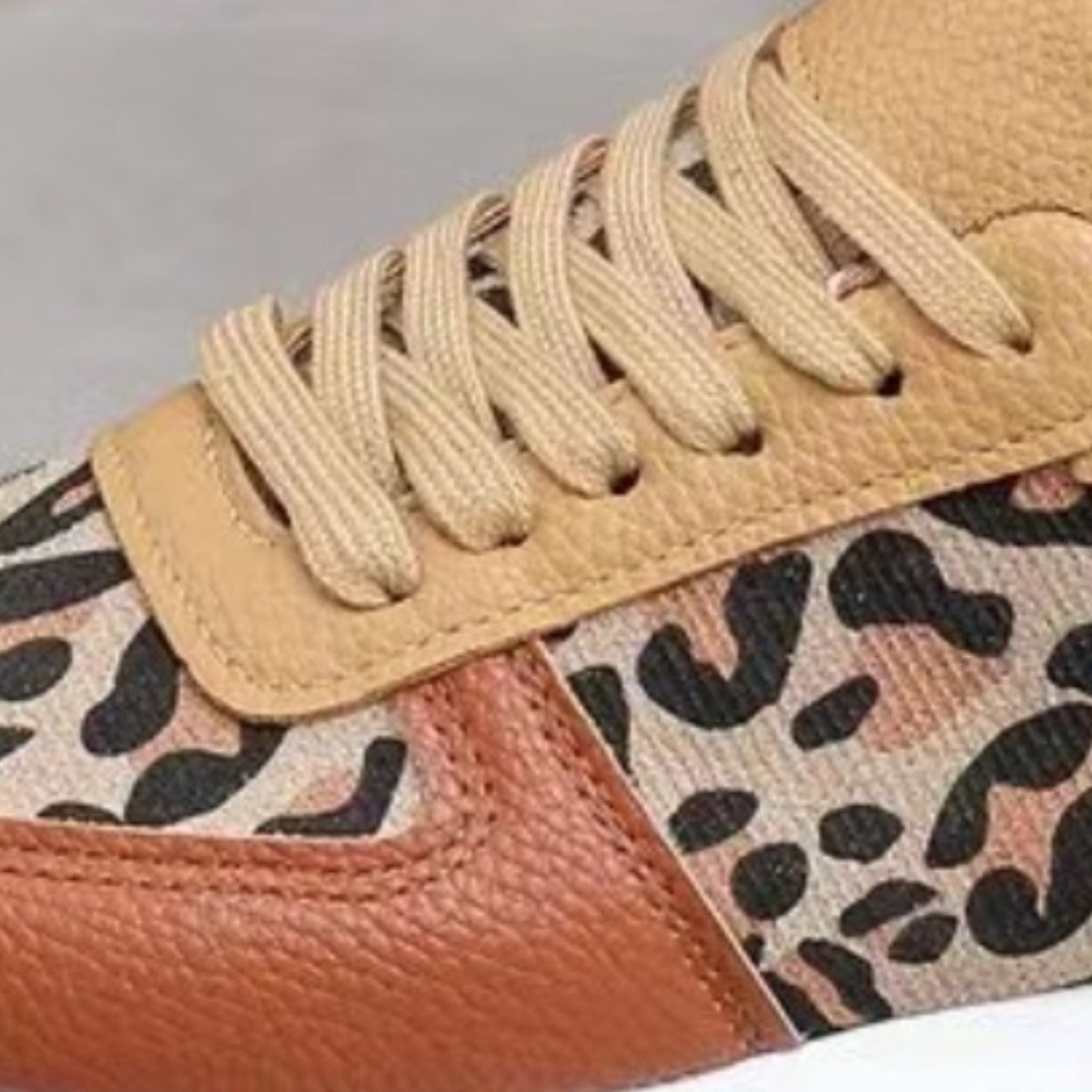 Tied Printed PU Khaki Leather Athletic