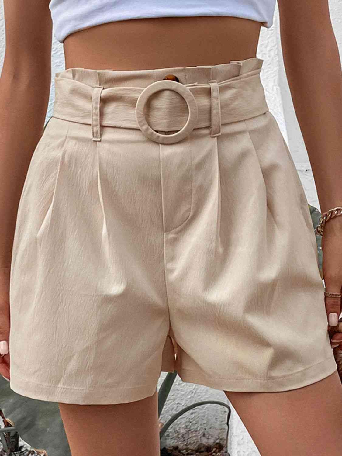 Belted Shorts with Pockets Trendsi