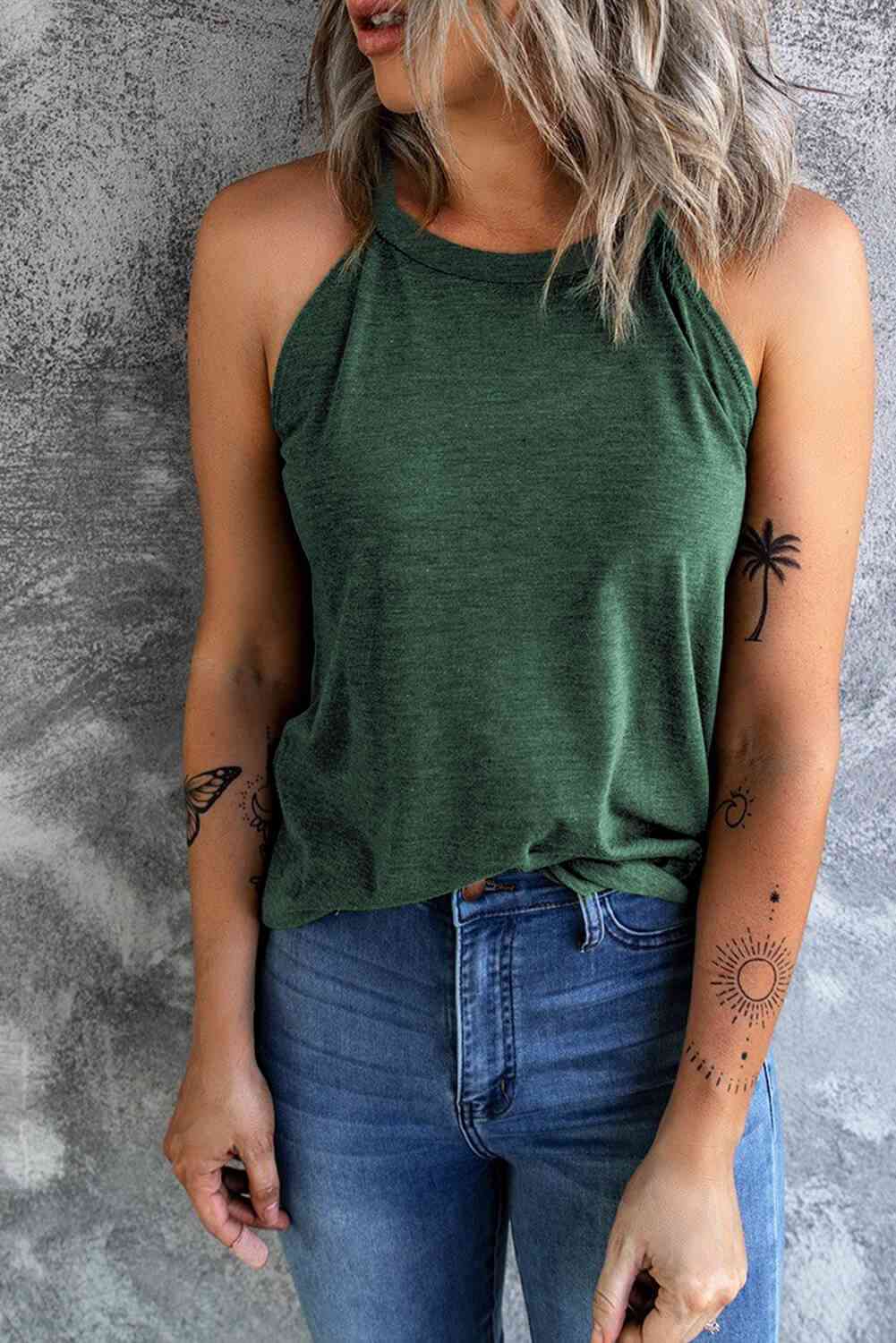 Curved Hem Grecian Tank Top Trendsi