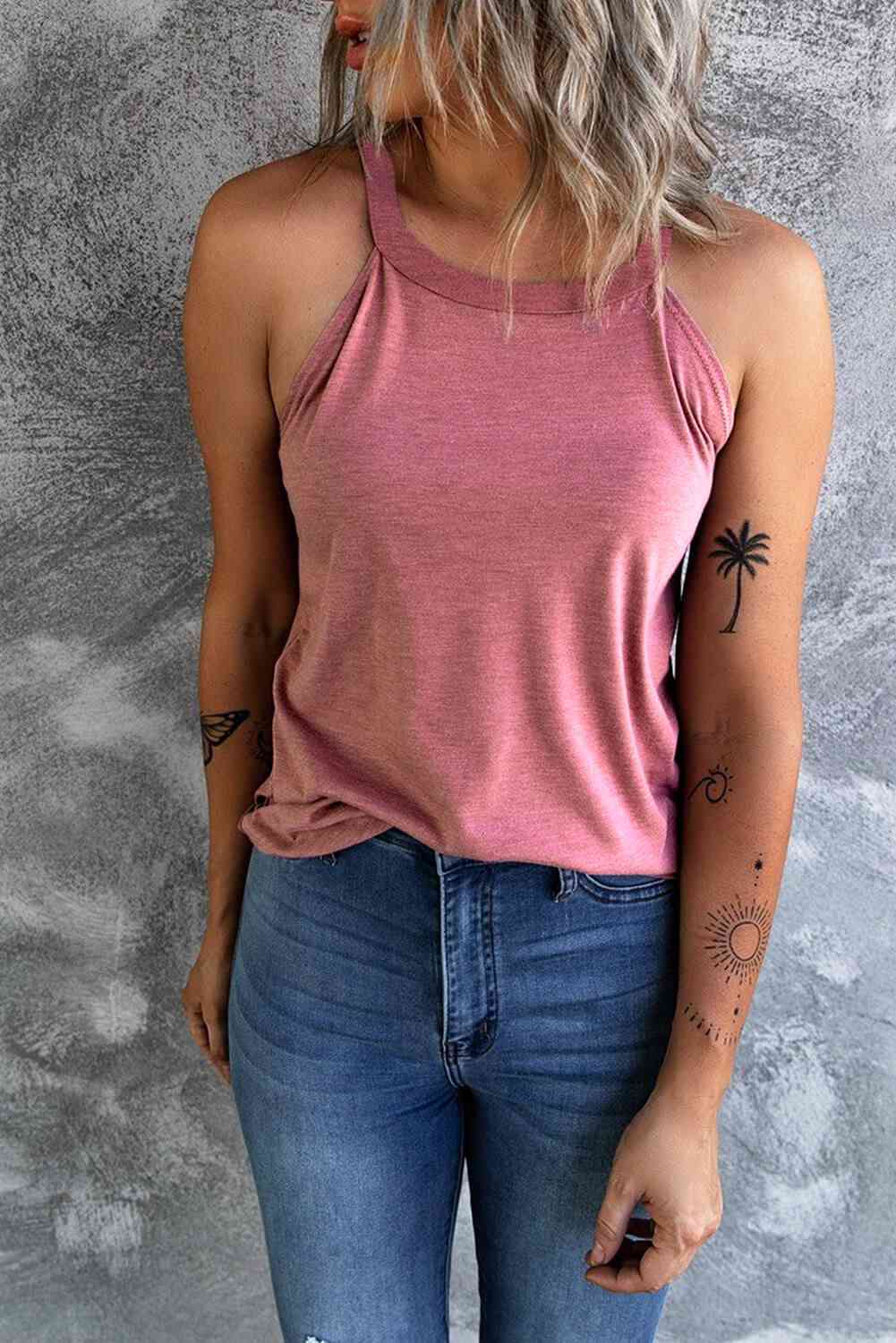 Curved Hem Grecian Tank Top Trendsi