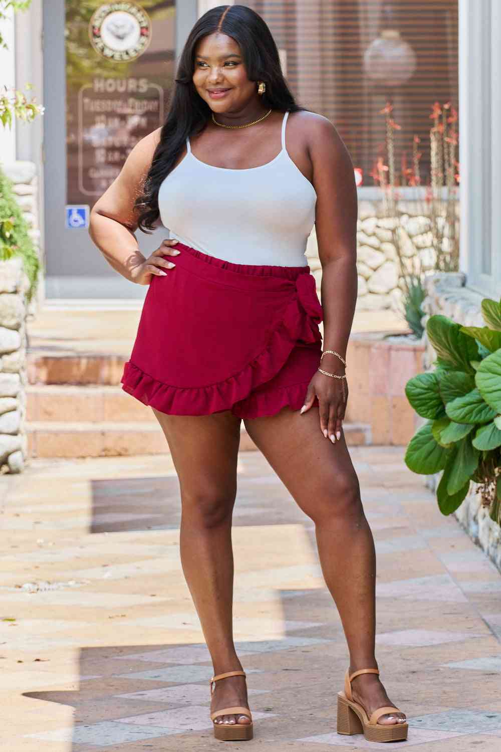 GeeGee Remember Me Plus Size Ruffled Hem Skort Trendsi