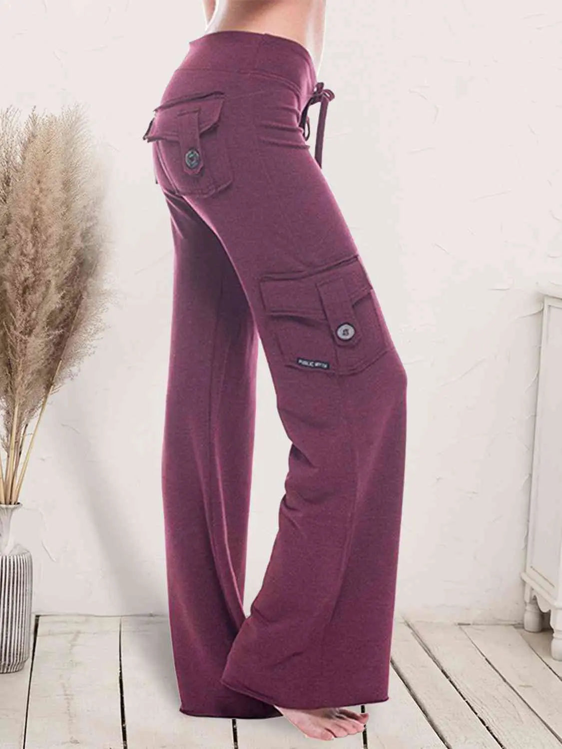 Mid Waist Pants with Pockets Trendsi