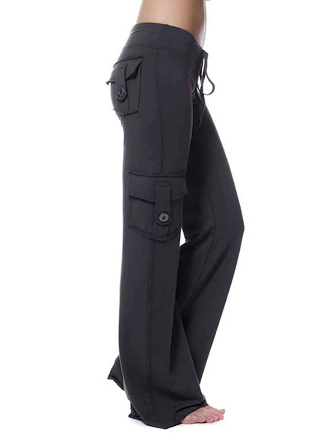 Mid Waist Pants with Pockets Trendsi