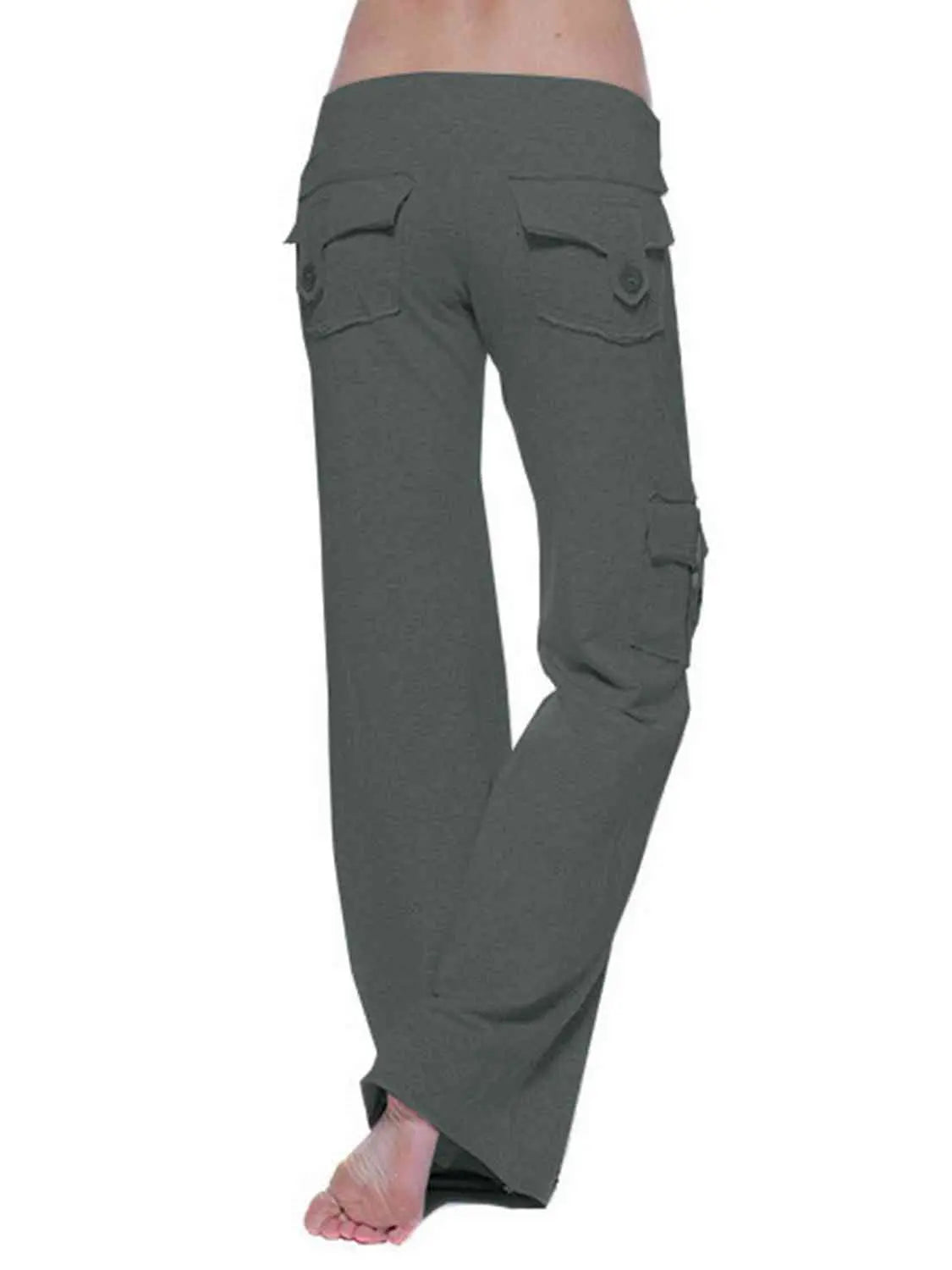 Mid Waist Pants with Pockets Trendsi