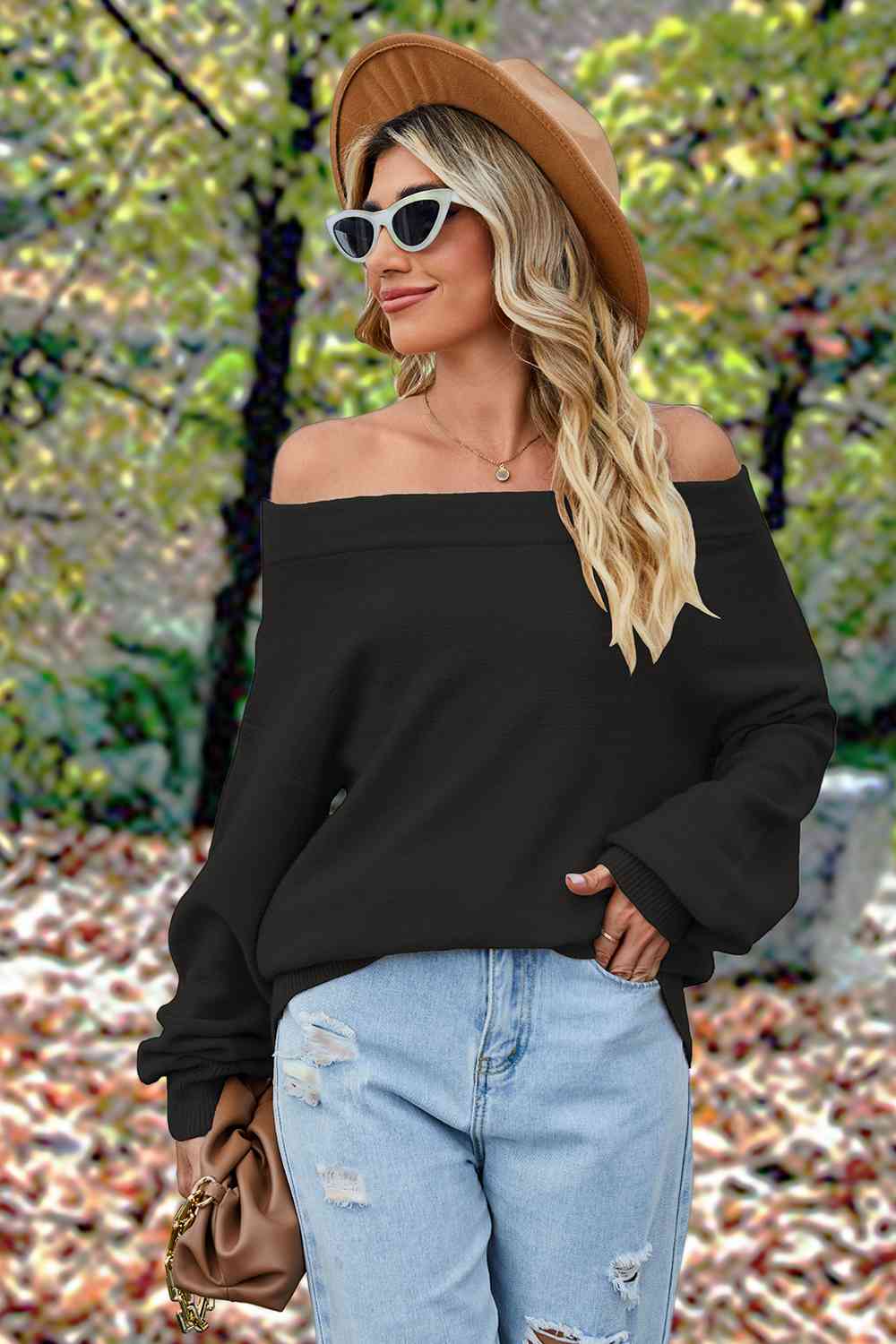 Off-Shoulder  Dropped Shoulder  Sweater Trendsi