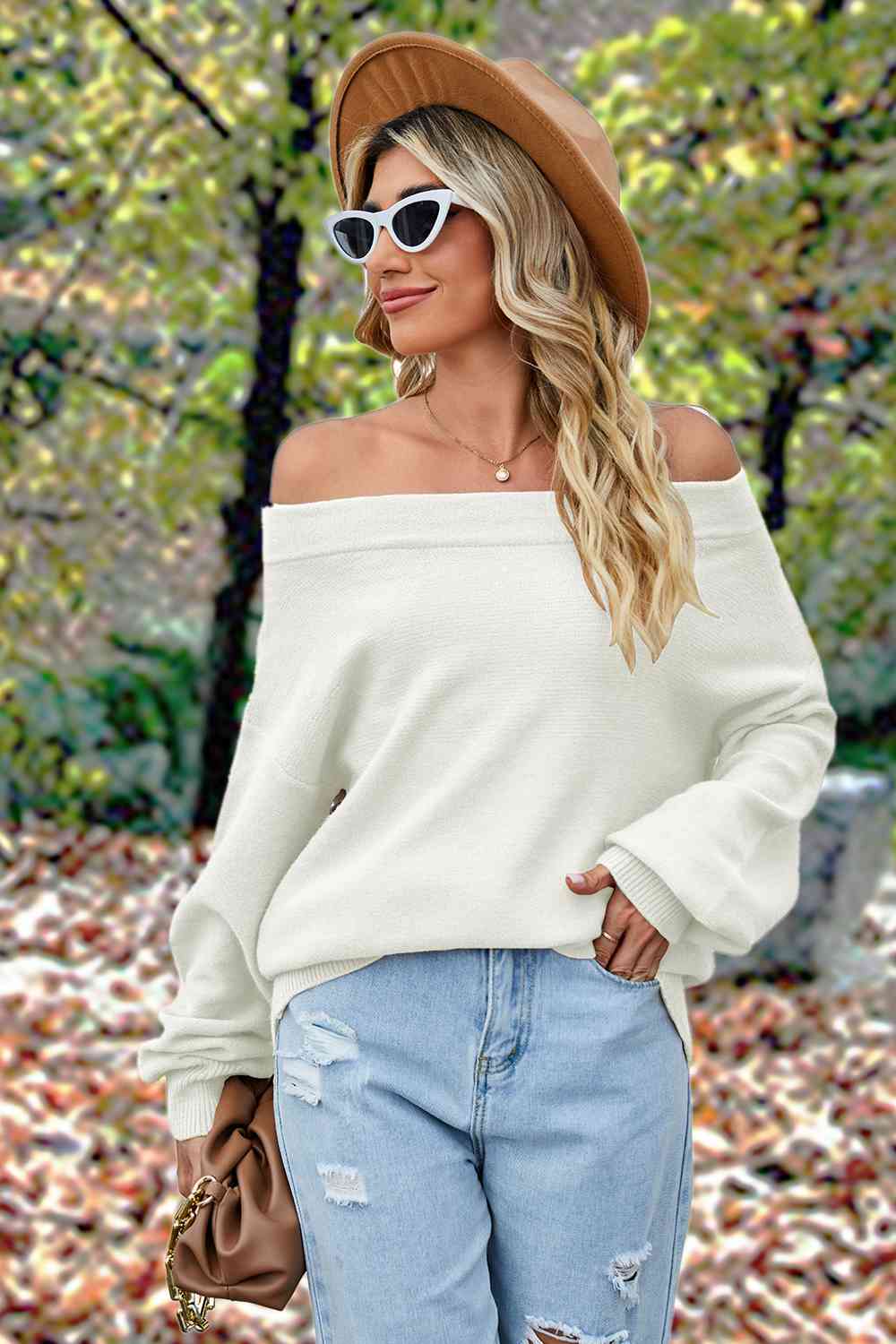 Off-Shoulder  Dropped Shoulder  Sweater Trendsi