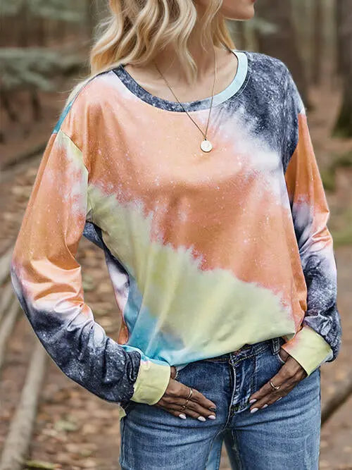 Printed Round Neck Long Sleeve T-Shirt Trendsi