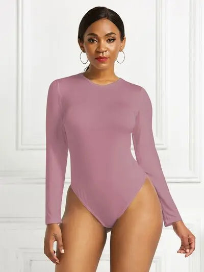 Round Neck Long Sleeve Bodysuit Trendsi