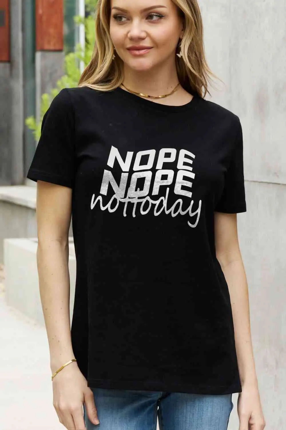 Simply Love Full Size NOPE NOPE NOT TODAY Graphic Cotton Tee Trendsi