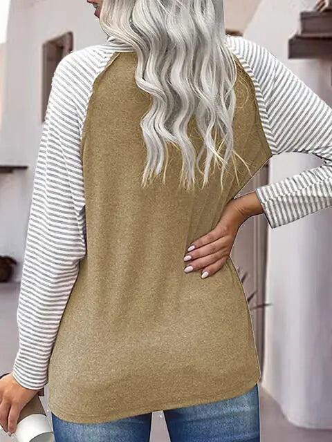 Striped Turtleneck Long Sleeve T-Shirt Trendsi