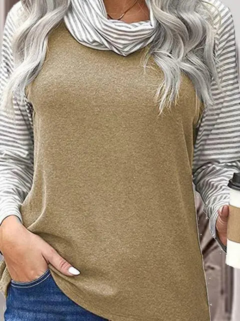 Striped Turtleneck Long Sleeve T-Shirt Trendsi