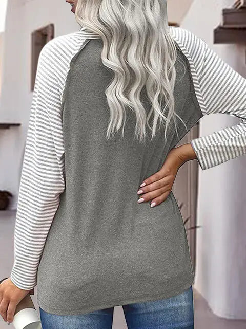 Striped Turtleneck Long Sleeve T-Shirt Trendsi