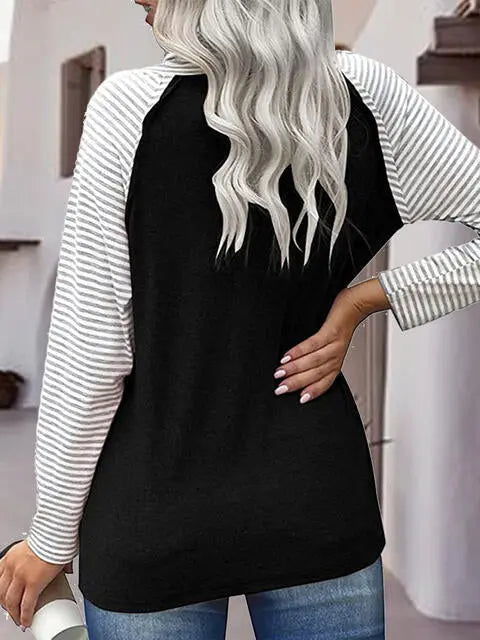 Striped Turtleneck Long Sleeve T-Shirt Trendsi