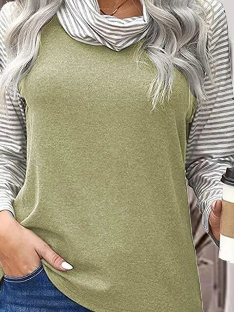 Striped Turtleneck Long Sleeve T-Shirt Trendsi