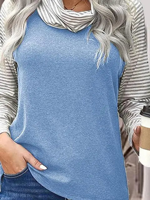 Striped Turtleneck Long Sleeve T-Shirt Trendsi