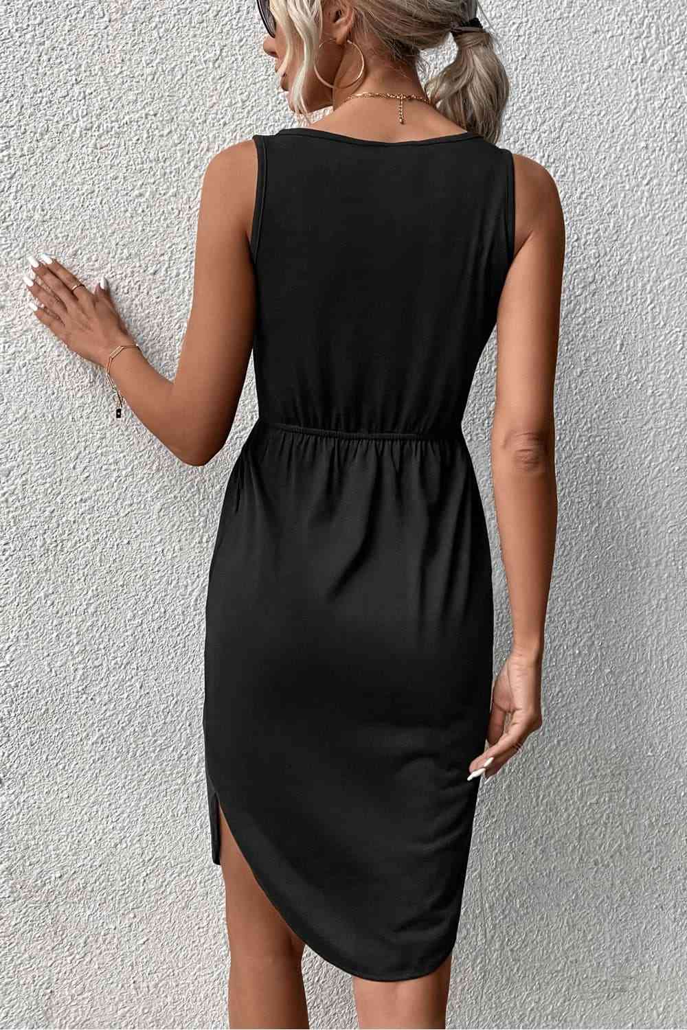 V-Neck Curved Hem Sleeveless Dress Trendsi