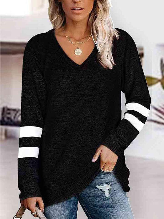 V-Neck Raglan Sleeve T-Shirt Trendsi