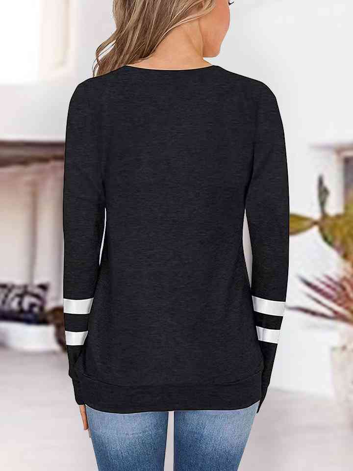 V-Neck Raglan Sleeve T-Shirt Trendsi