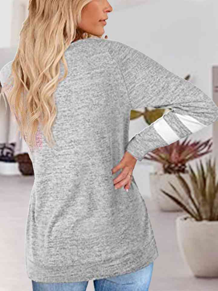 V-Neck Raglan Sleeve T-Shirt Trendsi