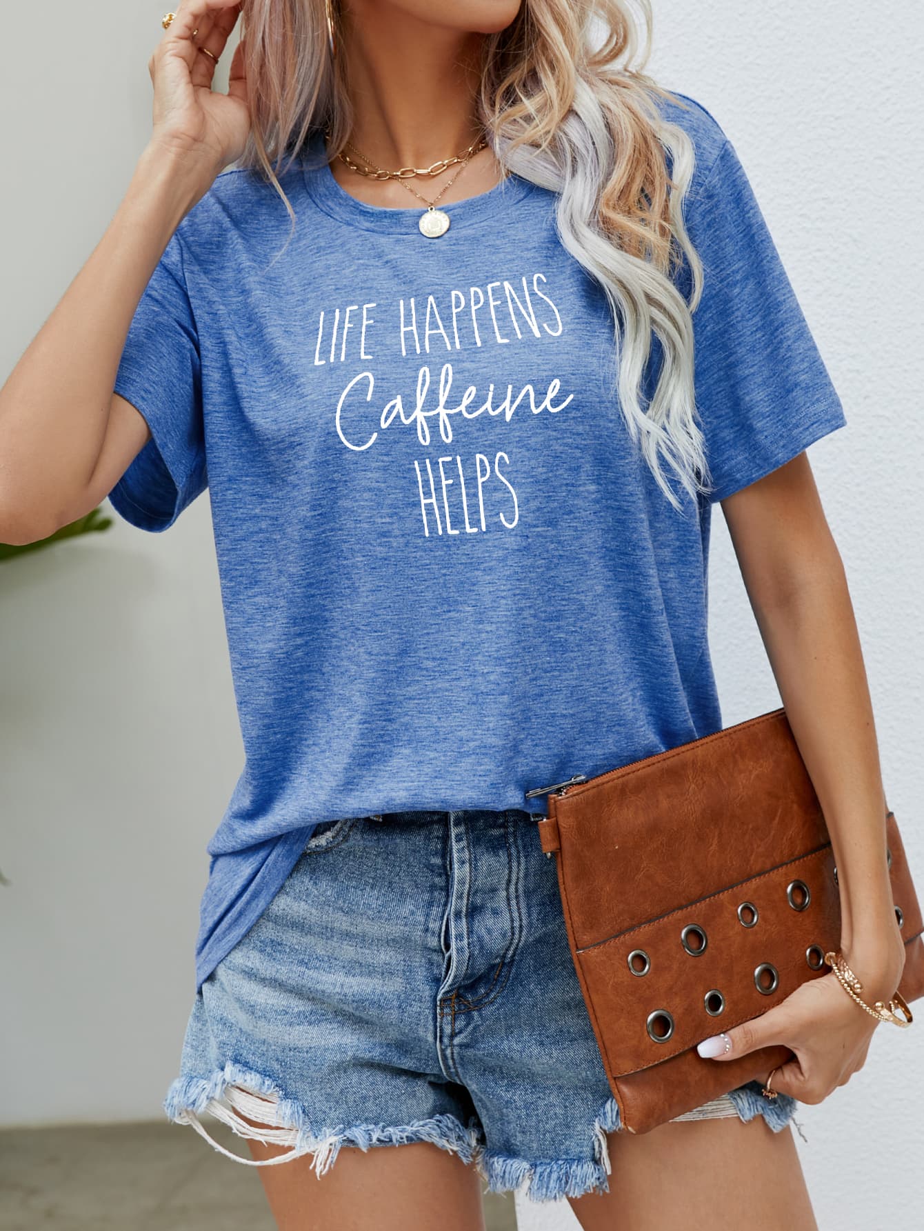 LIFE HAPPENS CAFFEINE HELPS Graphic Tee - Leahs' Gems