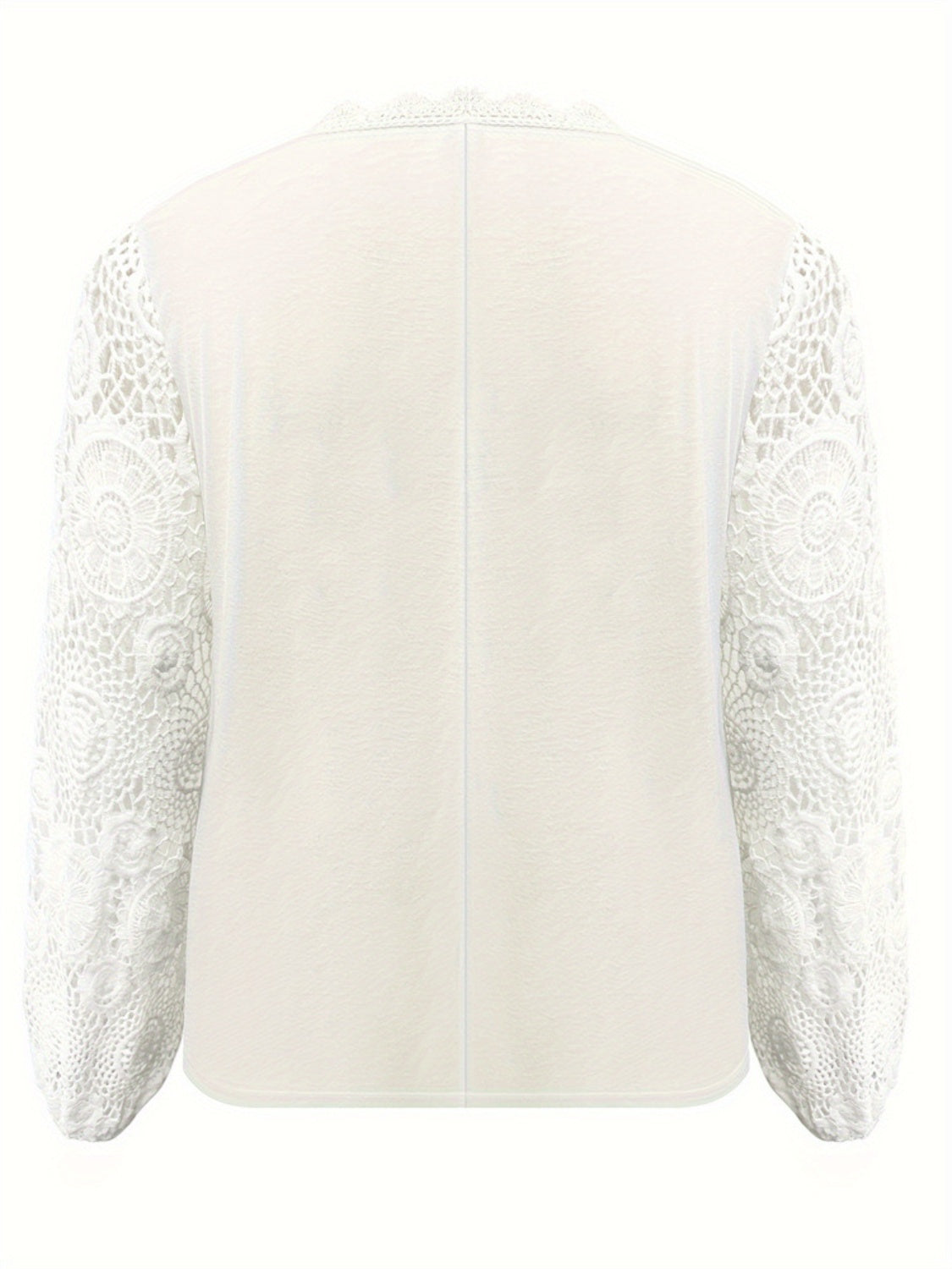 Plus Size Lace Detail V-Neck Long Sleeve T-Shirt