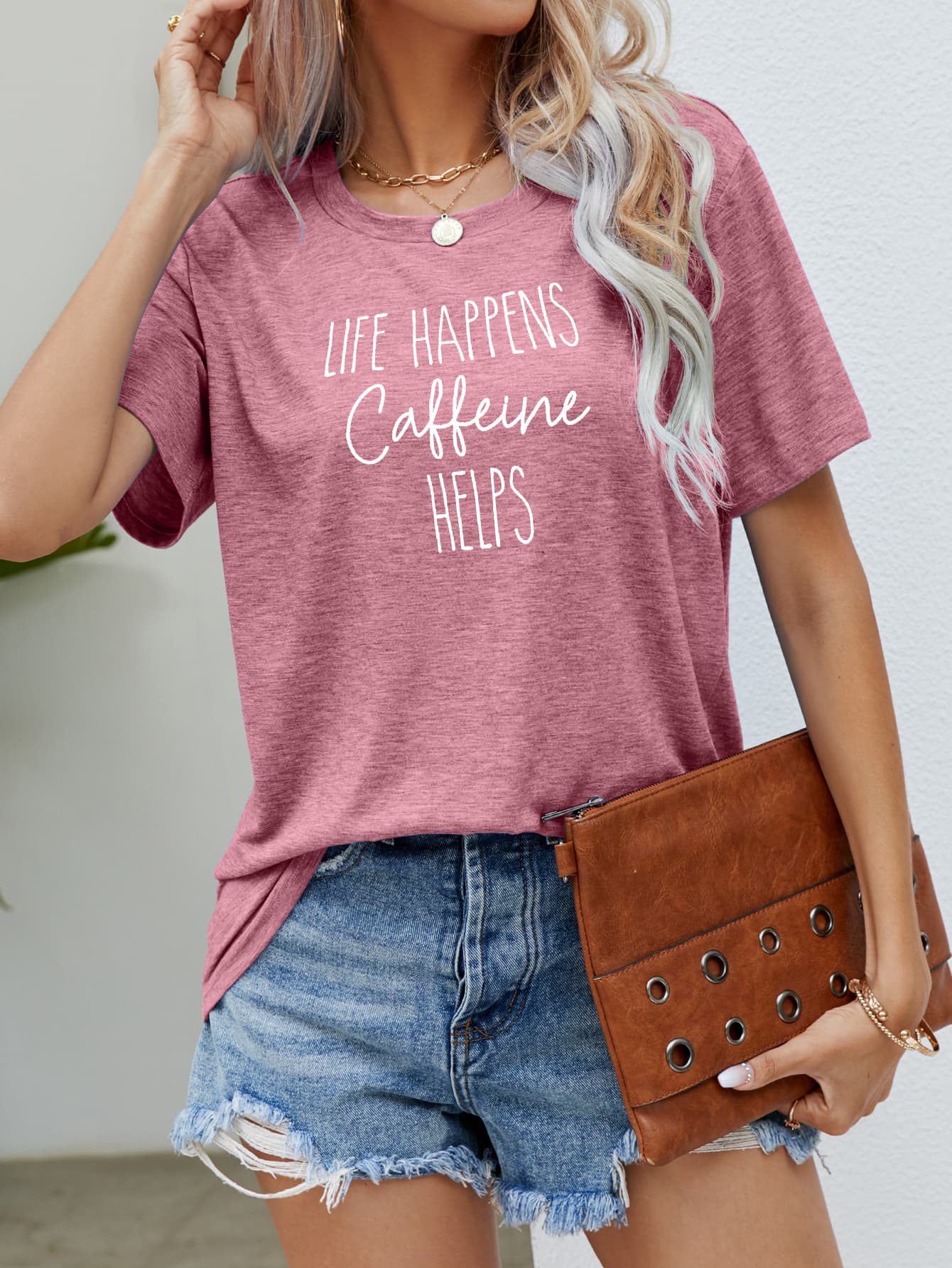 LIFE HAPPENS CAFFEINE HELPS Graphic Tee - Leahs' Gems