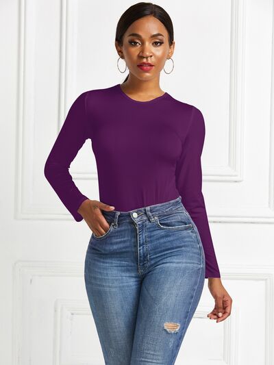 Round Neck Long Sleeve Bodysuit - Leahs' Gems