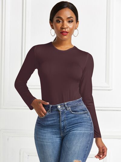 Round Neck Long Sleeve Bodysuit - Leahs' Gems