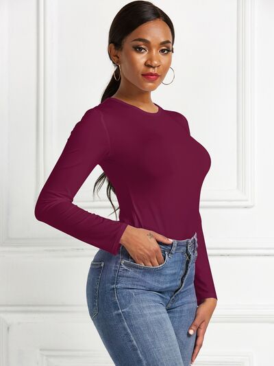 Round Neck Long Sleeve Bodysuit - Leahs' Gems